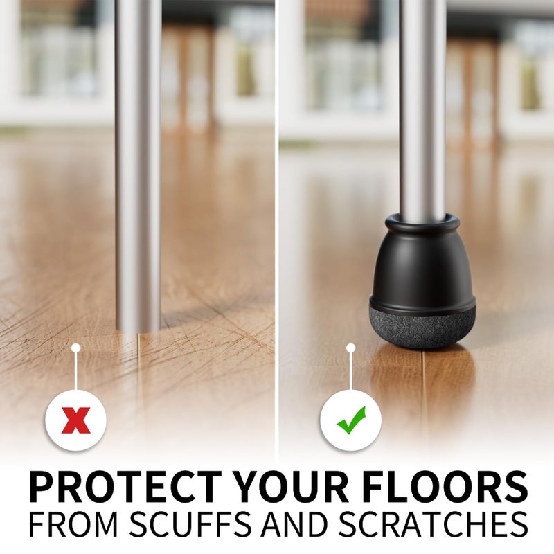 GAGUIUP 24 Pcs Extra Small Chair Leg Floor Protectors, Silicone Chair Leg Protectors for Hardwood Floors, Round Felt Pads Caps Chair Leg Covers to Protect Floors from Scratches & Noise(Black, Fit 0.35"-0.55") - Image 5