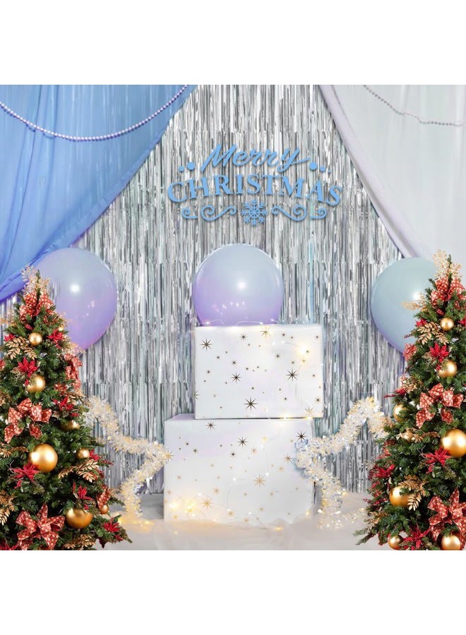 Accevo Silver Party Streamers 3Pack Metallic Tinsel Foil Fringe Curtains 3.2ft x 8.2ft Party Decorations for Photo Booth Photoshoot Birthday Bridal Shower Engagement Bachelorette Disco Party Decor - Image 2
