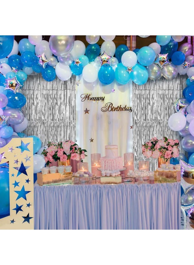 Accevo Silver Party Streamers 3Pack Metallic Tinsel Foil Fringe Curtains 3.2ft x 8.2ft Party Decorations for Photo Booth Photoshoot Birthday Bridal Shower Engagement Bachelorette Disco Party Decor - Image 3