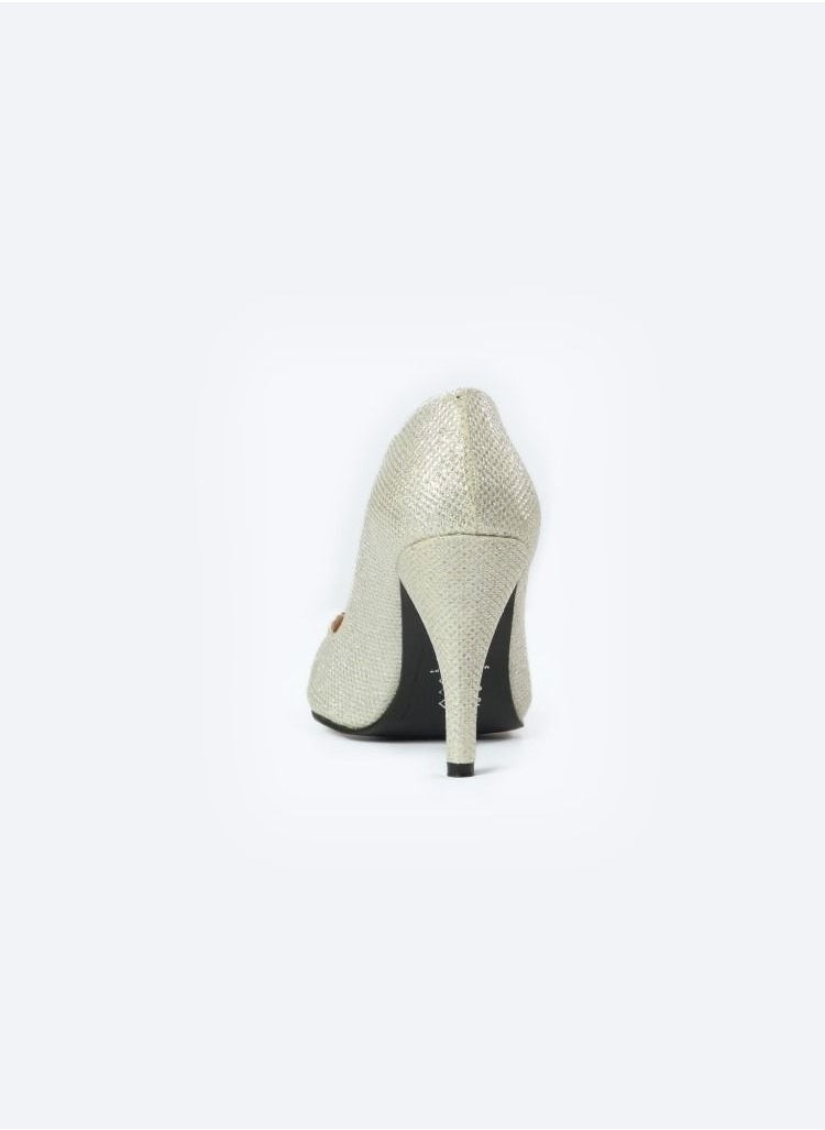 Zahwa - Soiree Shimmer Leather Textured Heeled Shoes With 9cm Thin Heels - Image 1