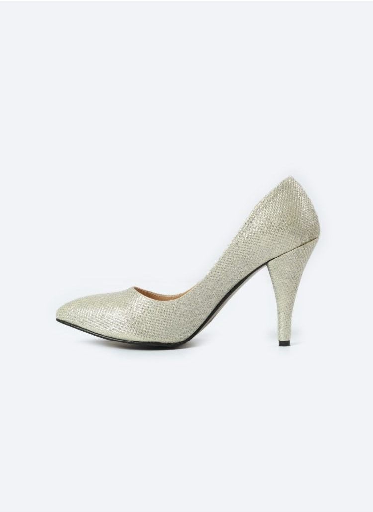 Zahwa - Soiree Shimmer Leather Textured Heeled Shoes With 9cm Thin Heels - Image 1