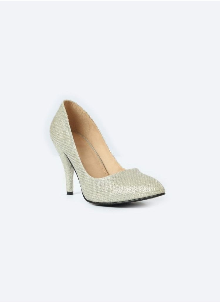 Zahwa - Soiree Shimmer Leather Textured Heeled Shoes With 9cm Thin Heels - Image 1