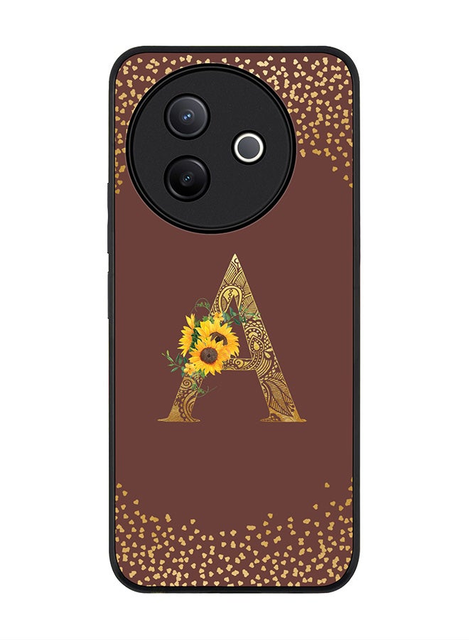 Stylizedd For Vivo Y39 5G / vivo Y300i 5G Case,Slim fit Camera Protection, Shockproof Thin Phone cover  - Custom Floral Monogram - A  (Brown ) - Image 1