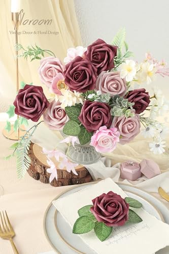Floroom Artificial Flowers 25pcs Real Looking Cinnamon Rose Shabby Pink Foam Fake Roses with Stems for DIY Wedding Bouquets Bridal Shower Centerpieces Floral Arrangements Party Tables Decorations - Image 3