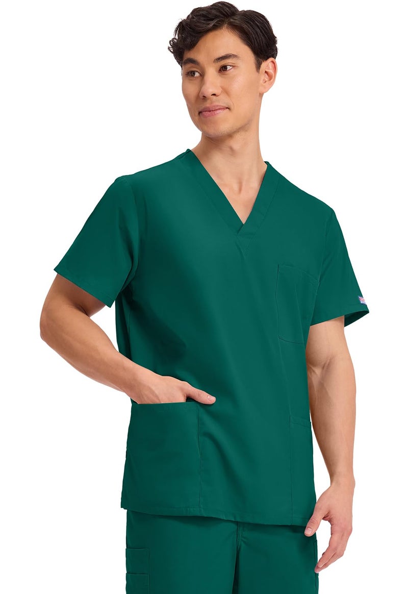 Cherokee Originals Unisex V-Neck Scrubs Shirt, Hunter, Medium - Image 4