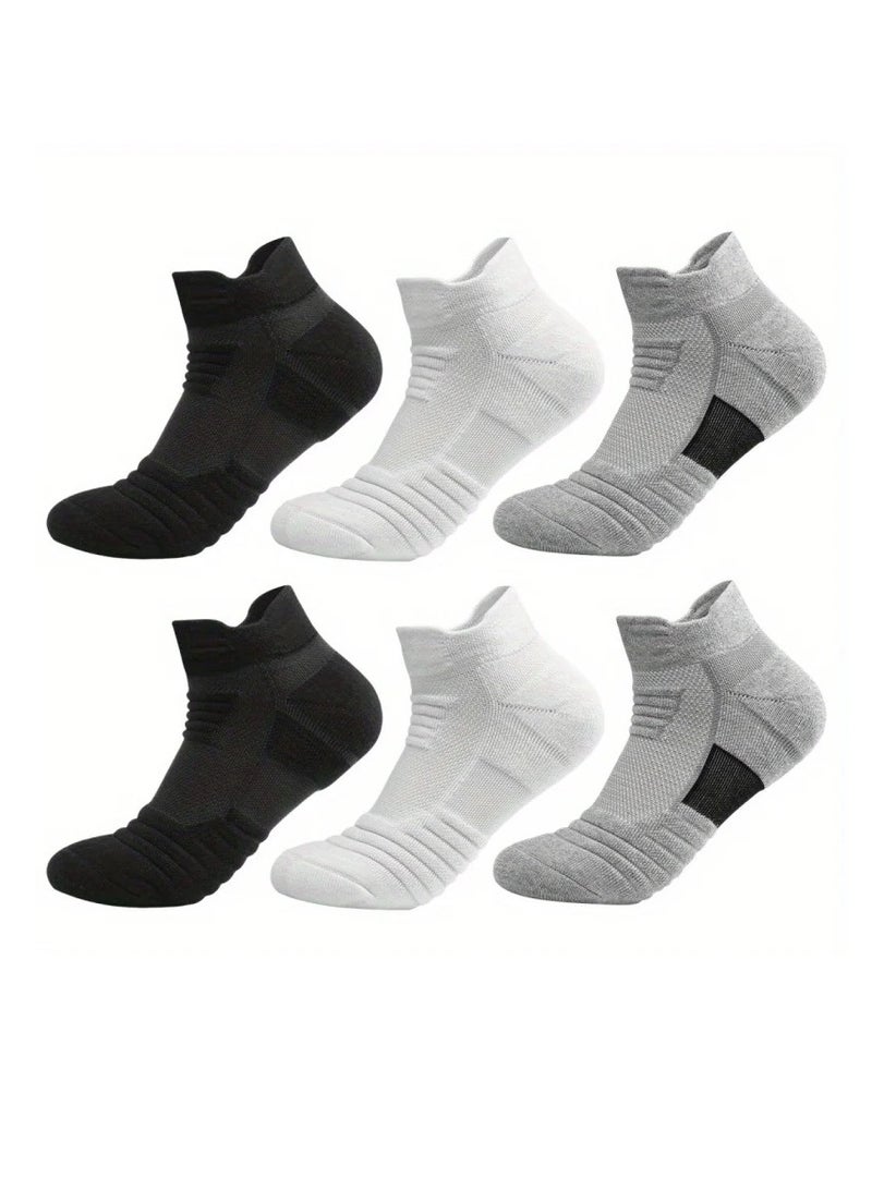 Sports Socks, Breathable Moisture Wicking Socks, Comfortable Washable Soft Athletic Polyester Socks, Durable And Reliable Skin Friendly Foot Wear, (Black White Grey, 6 Pairs, Short) - Image 1