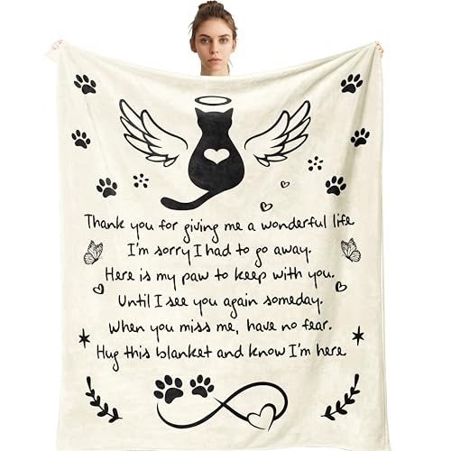 Amonee-YL Cat Memorial Gifts for Loss of Cat, Cats Memorial Blanket 50"X60", Loss of Cats Sympathy/Remembrance/Bereavement/Passing Away Gifts, Pet Sympathy Memory Gift - Image 1