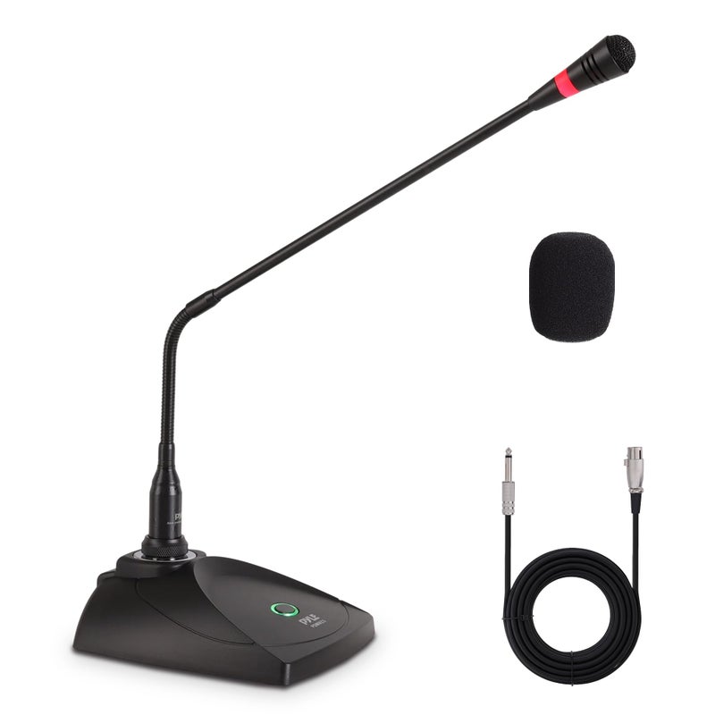Pyle Desktop Gooseneck Wired Microphone System Table Mounted Corded Voice Condenser Mic with Pop Filter XLR to 14 Sound Cord for Karaoke Conference Studio Audio Recording Pyle PDMIKC5 Black - Image 2