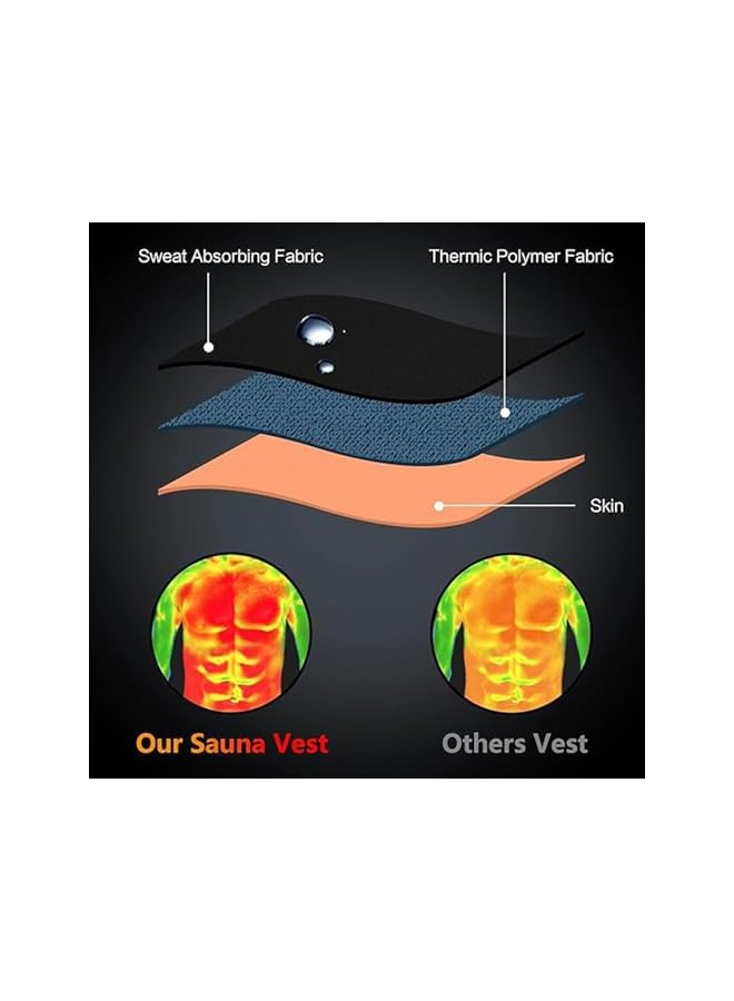 PROMASS Sauna Vest Waist Trainer For Men Mens Sweat Sauna Vest Waist Trainer Zipper Neoprene Tank Top Double Sweat Belt Body Shaper For Belly Fat Slimming Gym Workout, One Size - Image 3