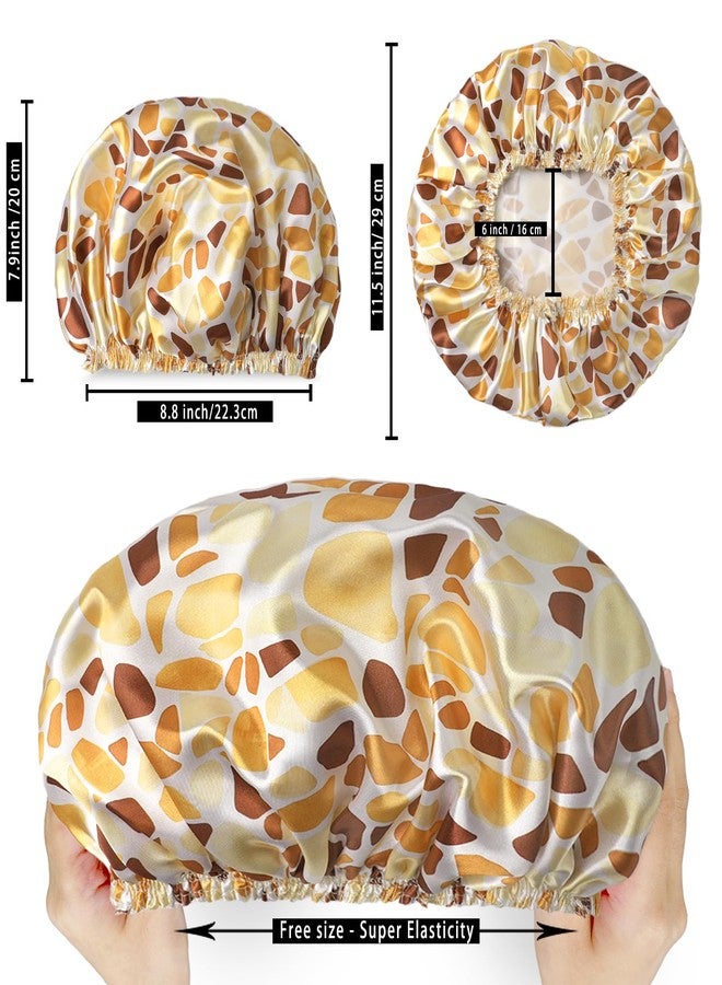 CHFONG Shower Caps for Women, 4 PCS Elastic and Reusable Bath Caps, Double Layers Shower Cap Reusable Waterproof, Bathing Shower Caps, Environmental Bath Hair Protection Cap - Stone - Image 3