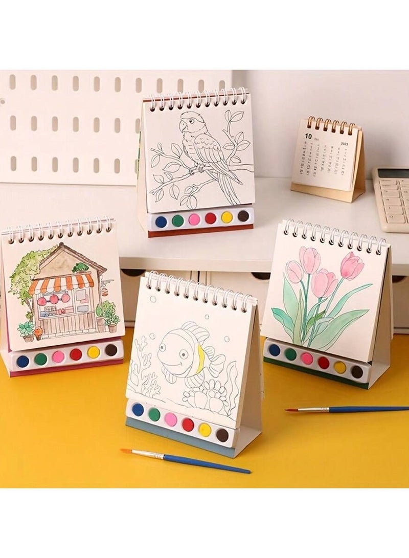 Creative Spiral Stand-Up Watercolor Painting Set – DIY Graffiti Coloring Book with 20 Sheets, Non-Toxic Paints & Brush, Professional Watercolor Art Kit for Sketching, Drawing & Crafts, Perfect for Travel, Holiday Gifts & Art Enthusiasts  - Image 1