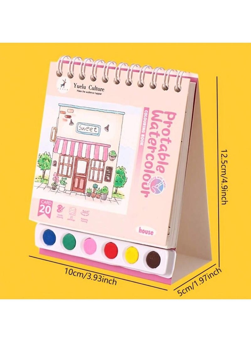 Creative Spiral Stand-Up Watercolor Painting Set – DIY Graffiti Coloring Book with 20 Sheets, Non-Toxic Paints & Brush, Professional Watercolor Art Kit for Sketching, Drawing & Crafts, Perfect for Travel, Holiday Gifts & Art Enthusiasts  - Image 5