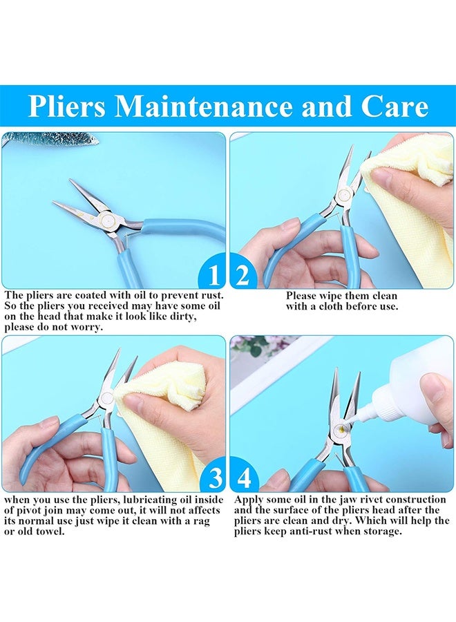 مجموعة أدوات كماشة لصنع المجوهرات مكونة من 4 قطع، كماشة إبرة وأنف سلسلة لصنع المجوهرات كماشة منحنية مستديرة وقاطع أسلاك لخرز الأساور ومستلزمات صناعة المجوهرات اليدوية - Image 2