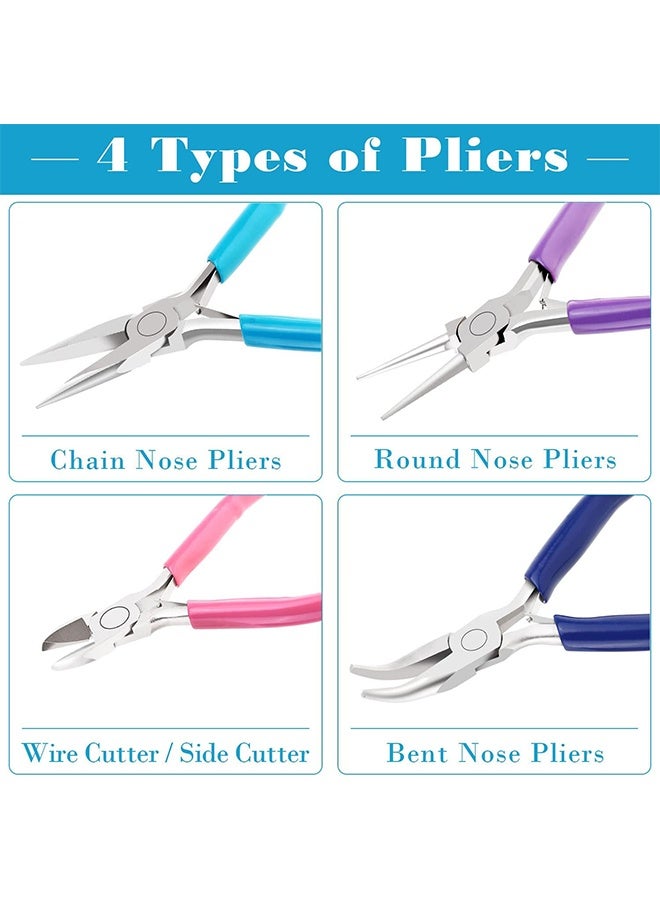 مجموعة أدوات كماشة لصنع المجوهرات مكونة من 4 قطع، كماشة إبرة وأنف سلسلة لصنع المجوهرات كماشة منحنية مستديرة وقاطع أسلاك لخرز الأساور ومستلزمات صناعة المجوهرات اليدوية - Image 3