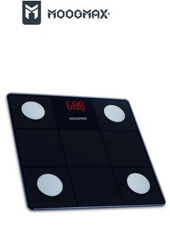 MOOGMAX Moogmax Smart Body Fat scales body weight. Smart body scale with a smart display. Electronic weight machine with a capacity of up to 150 kg. Weight scale with a dedicated mobile app for tracking. Smart scale for measuring muscle, fat, bone, and protein. Digital weighing scale for tabular tracking - black.  - Image 2