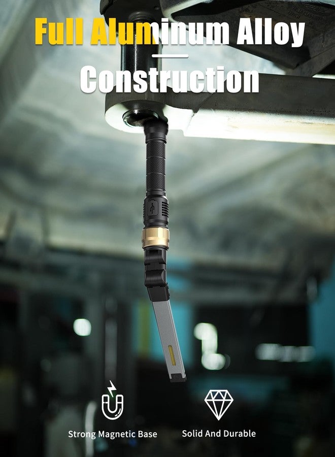 HOTLIGH Rechargeable Work Light - 5000mAh Magnetic Flashlight with 360° Rotate Foldable Design, 1200 Lumens Led Work Light, 3 Lighting Modes Mechanic Light for Car Repairing/Emergency - Image 4