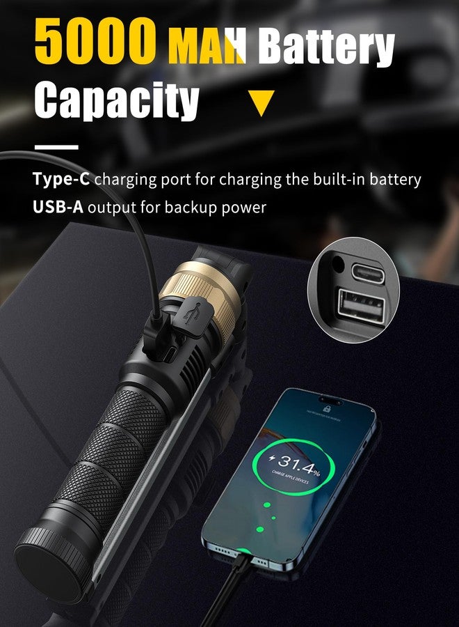 HOTLIGH Rechargeable Work Light - 5000mAh Magnetic Flashlight with 360° Rotate Foldable Design, 1200 Lumens Led Work Light, 3 Lighting Modes Mechanic Light for Car Repairing/Emergency - Image 3