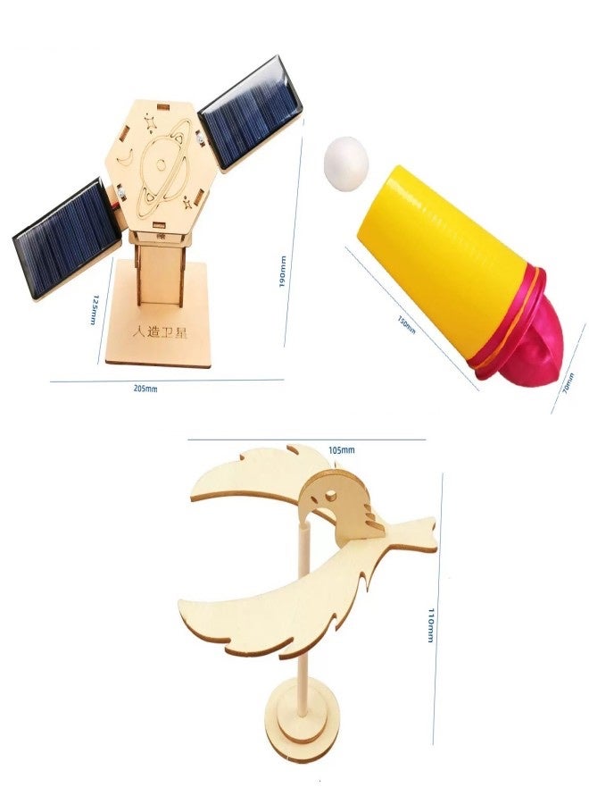 3pcs, artificial satellite,Kits for Kids Age 8-10, Science Building Project Craft for 8-13, Model Car Kit, STEM Toys for Boys Girls Age 8-12, Wooden 3D Puzzles, Birthday Gifts for 6 7 8 9 10 11 12 13 Year Old - Image 1