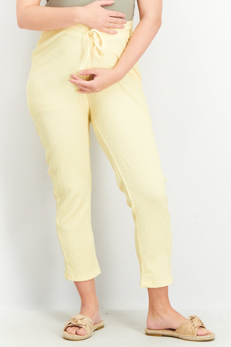 ASOS بنطلون نصفي م textured للحوامل، ليمون - Image 1