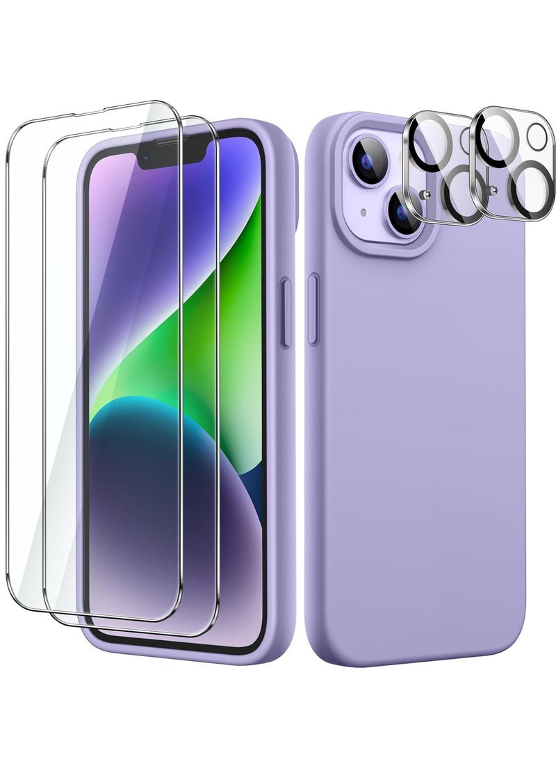 Raxoom "5-in-1 iPhone 14 (6.1-Inch) Purple Silicone Case - With 2 Screen Protectors & 2 Camera Lens Protectors" - Image 1
