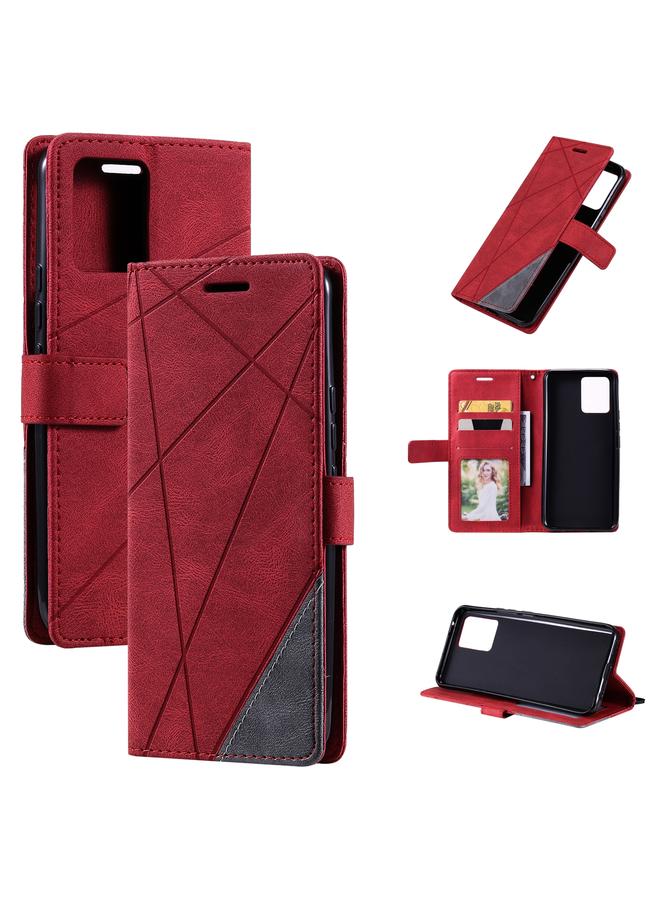 erorex Case For OPPO Realme 8 4G Skin Feel Splicing Horizontal Flip Leather Case with Holder & Card Slots & Wallet & Photo Frame - Image 1
