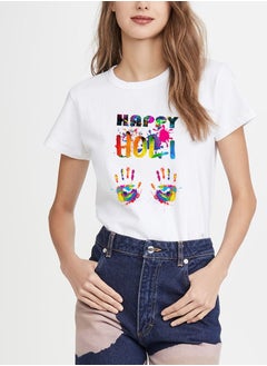 Holi Printed T-shirt Round Neck 100% cotton Women's T-shirt - White Color - pzsku/Z28B26CC96D0C077C63F4Z/45/_/1677054738/709a8759-771c-4f0b-bdff-e36c8bc4e20a