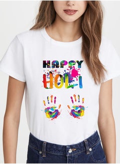 Holi Printed T-shirt Round Neck 100% cotton Women's T-shirt - White Color - pzsku/Z28B26CC96D0C077C63F4Z/45/_/1677054738/77e4d7d4-1a53-40f8-821b-98eb7d1ff3ca