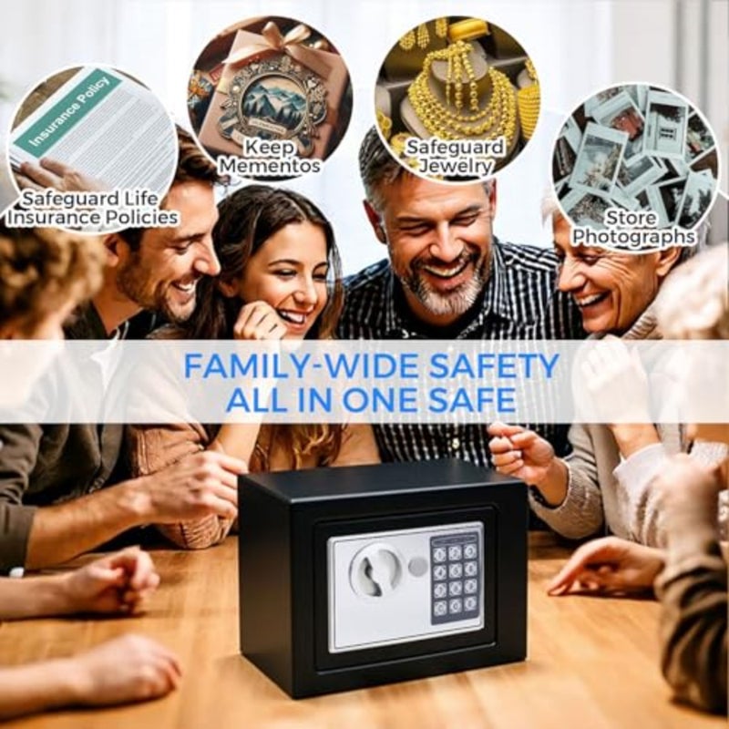 Digital Cash Money Safe Box with PIN code and keys, 6.6L Safety Alloy Steel Electronic Home Safe with Anti-theft System, High-Security Compact Household Black - 6.6L - Image 4
