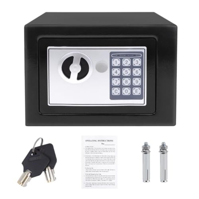 Digital Cash Money Safe Box with PIN code and keys, 6.6L Safety Alloy Steel Electronic Home Safe with Anti-theft System, High-Security Compact Household Black - 6.6L - Image 1