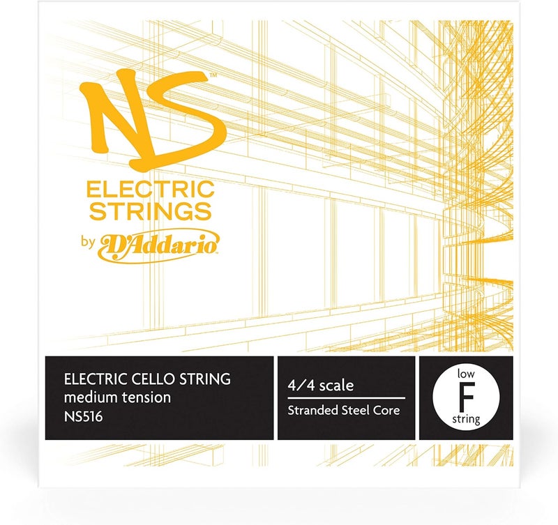 D'Addario وتر منخفض F فردي للكمان الكهربائي NS، مقياس 4/4، توتر متوسط - Image 2