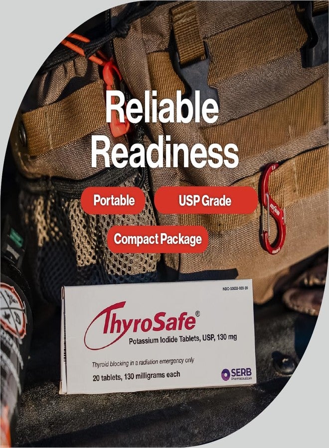 أقراص يوديد البوتاسيوم ثايروسيف 130 ملغ (أقراص KI) - اليود للحماية من الإشعاع في حالات الطوارئ | معدات النجاة من التلوث الإشعاعي ومستلزمات الطوارئ لمجموعات الاستعداد | 20 قرصًا - Image 4