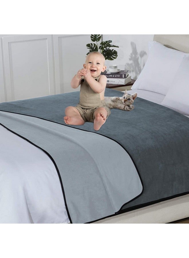 Softan Waterproof 100% Leak Proof Blanket for Baby Adults Pets Dogs Cats, Pee Proof, 3 Layer Protector for Bed, Sofa Couch and Other Furniture, 70"x90", Charcoal | Light Grey, Reversible Lightweight - Image 3