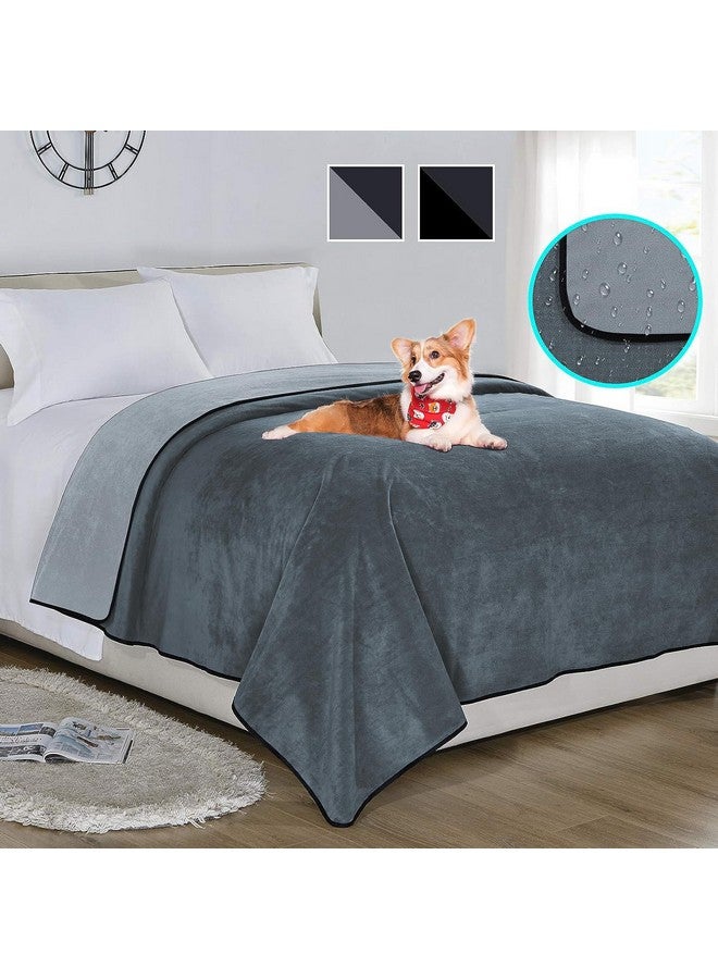 Softan Waterproof 100% Leak Proof Blanket for Baby Adults Pets Dogs Cats, Pee Proof, 3 Layer Protector for Bed, Sofa Couch and Other Furniture, 70"x90", Charcoal | Light Grey, Reversible Lightweight - Image 1