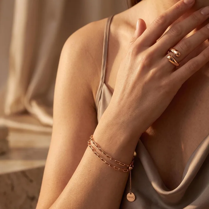 Liu Jo Liu Jo Halo Rosegold Ring + Ivy Rosegold Bracelet