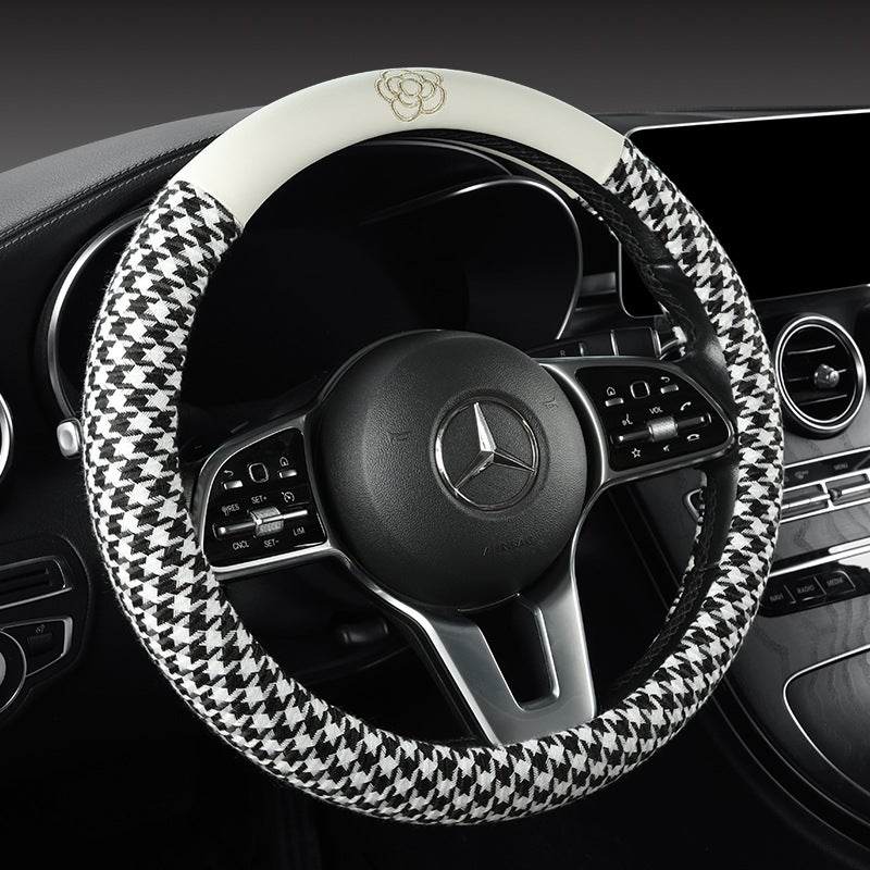 Houndstooth Breathable Fabric Non-Slip Wear-Resistant Four Seasons Gm Steering Wheel Cover E-Commerce - Image 4