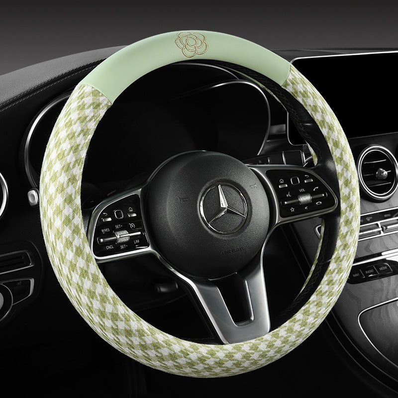 Houndstooth Breathable Fabric Non-Slip Wear-Resistant Four Seasons Gm Steering Wheel Cover E-Commerce - Image 3
