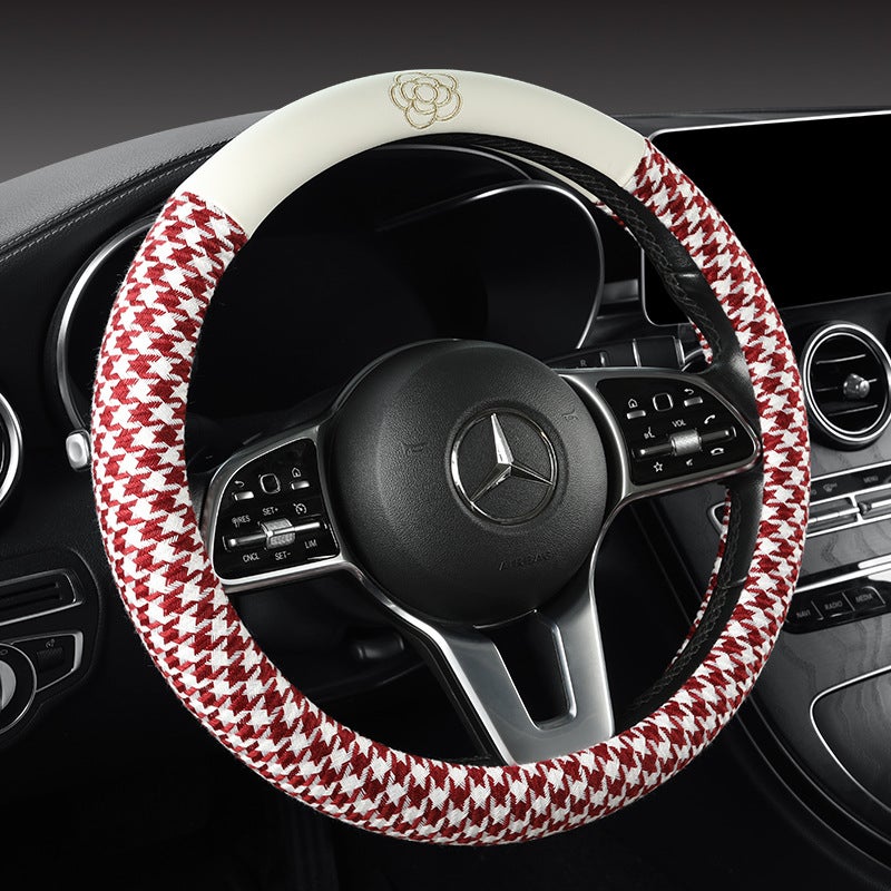 Houndstooth Breathable Fabric Non-Slip Wear-Resistant Four Seasons Gm Steering Wheel Cover E-Commerce - Image 2
