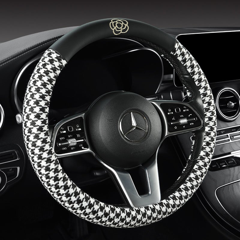 Houndstooth Breathable Fabric Non-Slip Wear-Resistant Four Seasons Gm Steering Wheel Cover E-Commerce - Image 5