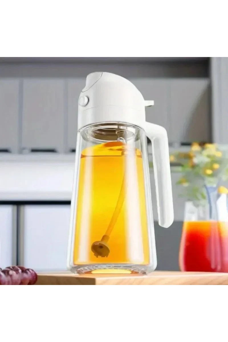 White-500ml 2in1 500ml Glass Oil Sprayer Oil Spray Bottle Oil Tank BBQ Kitchen Baking BBQ Picnic Kit