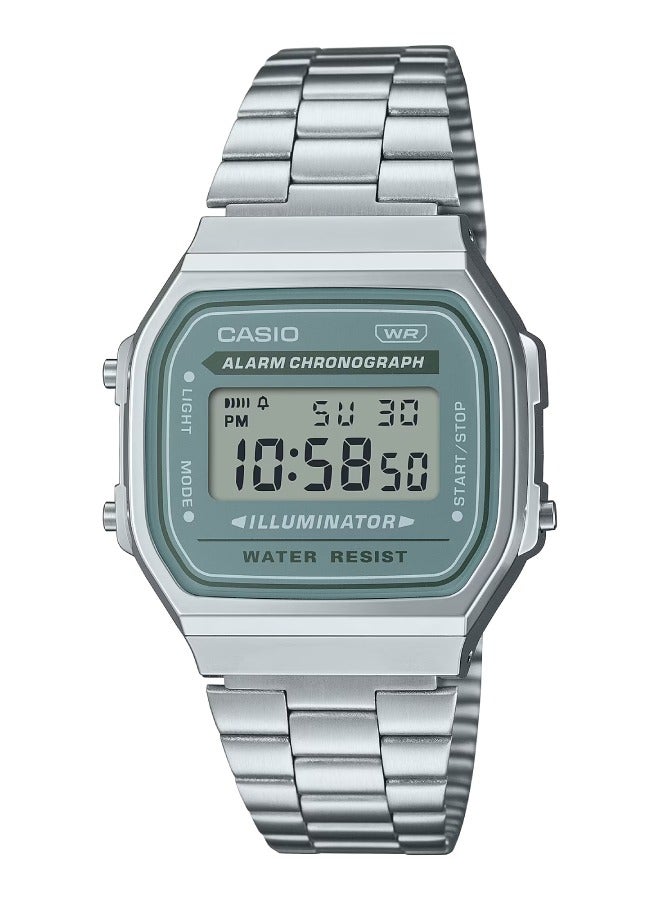 CASIO ساعة يد للرجال والنساء من مجموعة الفينتاج بحزام من الفولاذ المقاوم للصدأ الفضي A168WA-3AY - Image 1