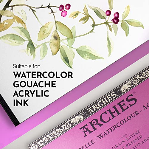 Arches كتلة ورق أكريش للرسم بالألوان المائية، ضغط ساخن، 3.9" × 9.8"، 140 رطل - Image 3