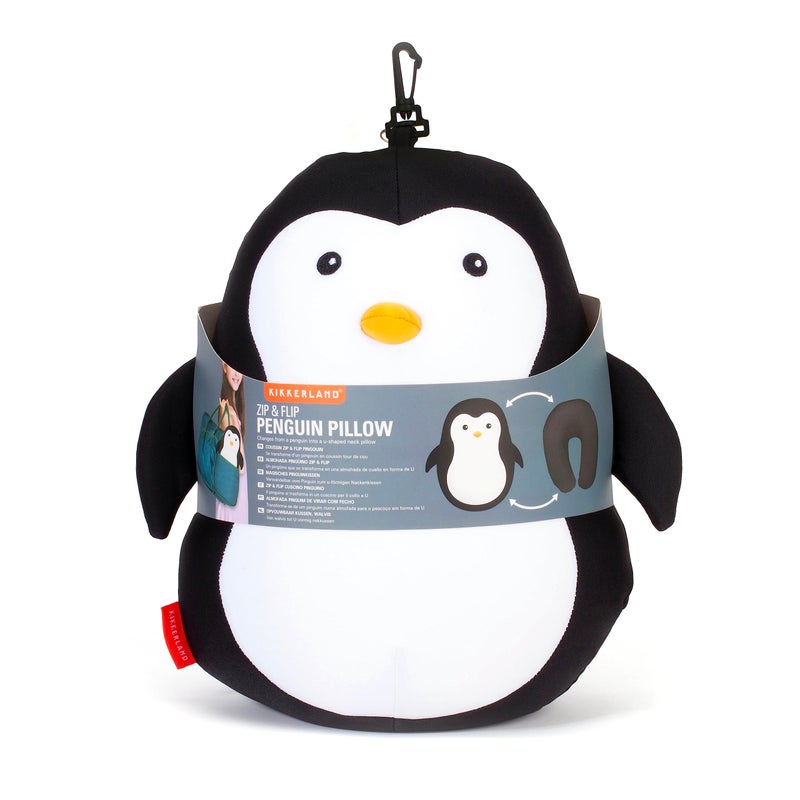 KIKKERLAND Kikkerland TT23 Zip Flip Travel Pillow Penguin 
