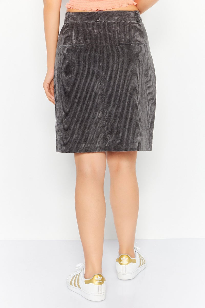ESPRIT Women Textured Casual Mini Skirt, Dark Grey - Image 4