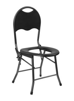 Portable Folding Toilet Seat Commode Chair with Padded Backrest – Ideal for Elderly, Patients, and Outdoor Use