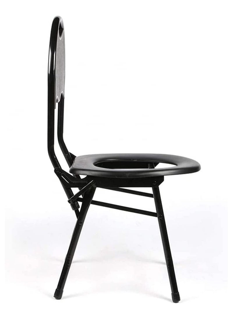 Generic - Portable Folding Toilet Seat Commode Chair with Padded Backrest – Ideal for Elderly, Patients, and Outdoor Use - Image 1