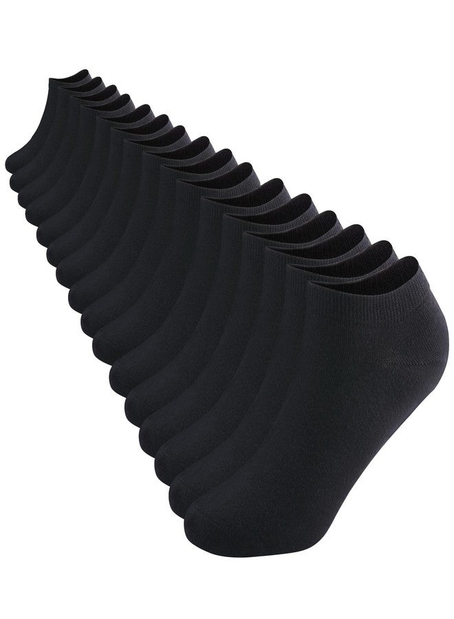 DarkCom Low Cut Ankle Socks for Women and Men, 8 Pairs Thin Cotton, Size 9-13, Black - Image 1