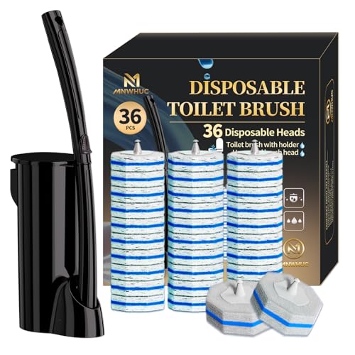 MNWHUC Disposable Toilet Bowl Brush with 36 Toilet Wand Refills Pads Replacement Heads, Toilet Cleaning Stick,Toilet Bowl Cleaner Wands Holder and Set, Toilet Cleaning System Starter Kit - Image 1