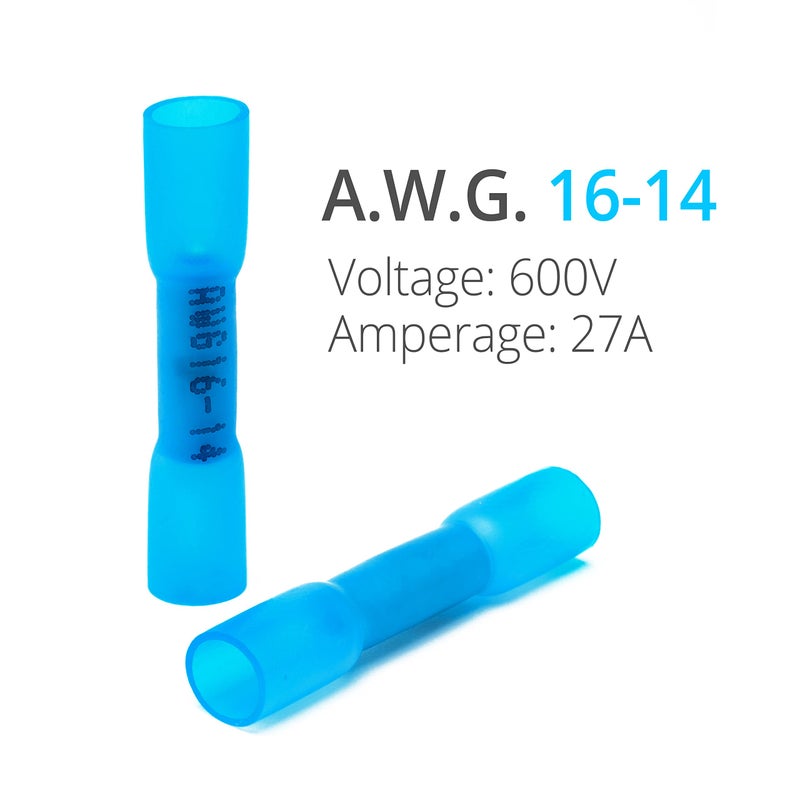 Wirefy 150 PCS Heat Shrink Butt Connectors Blue 16-14 AWG - Marine Grade Butt Connectors - Wire Butt Splice Connectors - Electrical Waterproof Heat Shrink Butts - Image 2