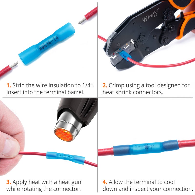 Wirefy 150 PCS Heat Shrink Butt Connectors Blue 16-14 AWG - Marine Grade Butt Connectors - Wire Butt Splice Connectors - Electrical Waterproof Heat Shrink Butts - Image 5
