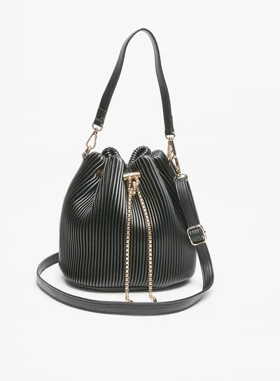 Flora Bella By Shoexpress Women's Textured Bucket Bag with Drawstring Closure